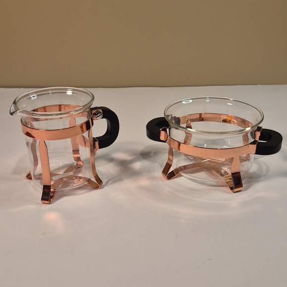 Bodum Other - BODUM Chambord Classic Copper Tone Metal and Glass Open Sugar and Creamer Set